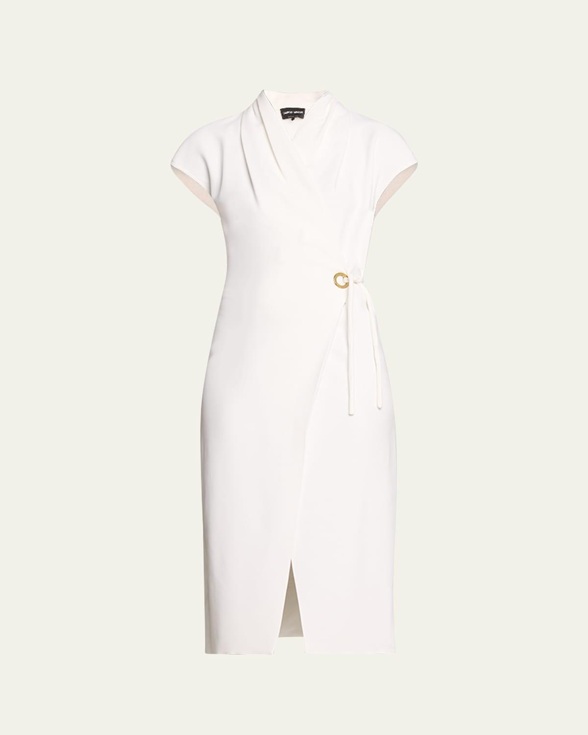 Silk Wrap Midi Dress with Tie Detail Product Image