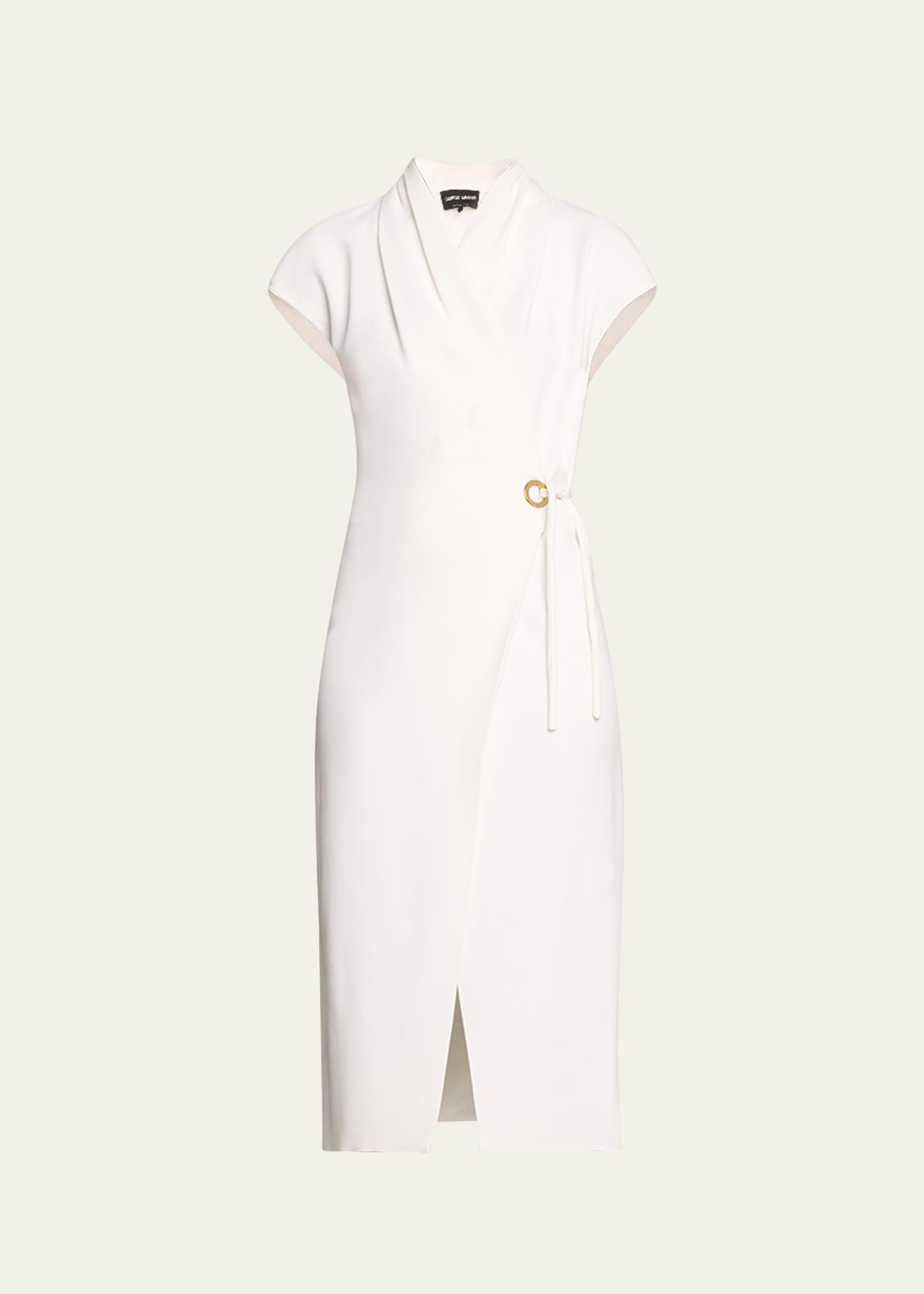 Silk Wrap Midi Dress with Tie Detail Product Image