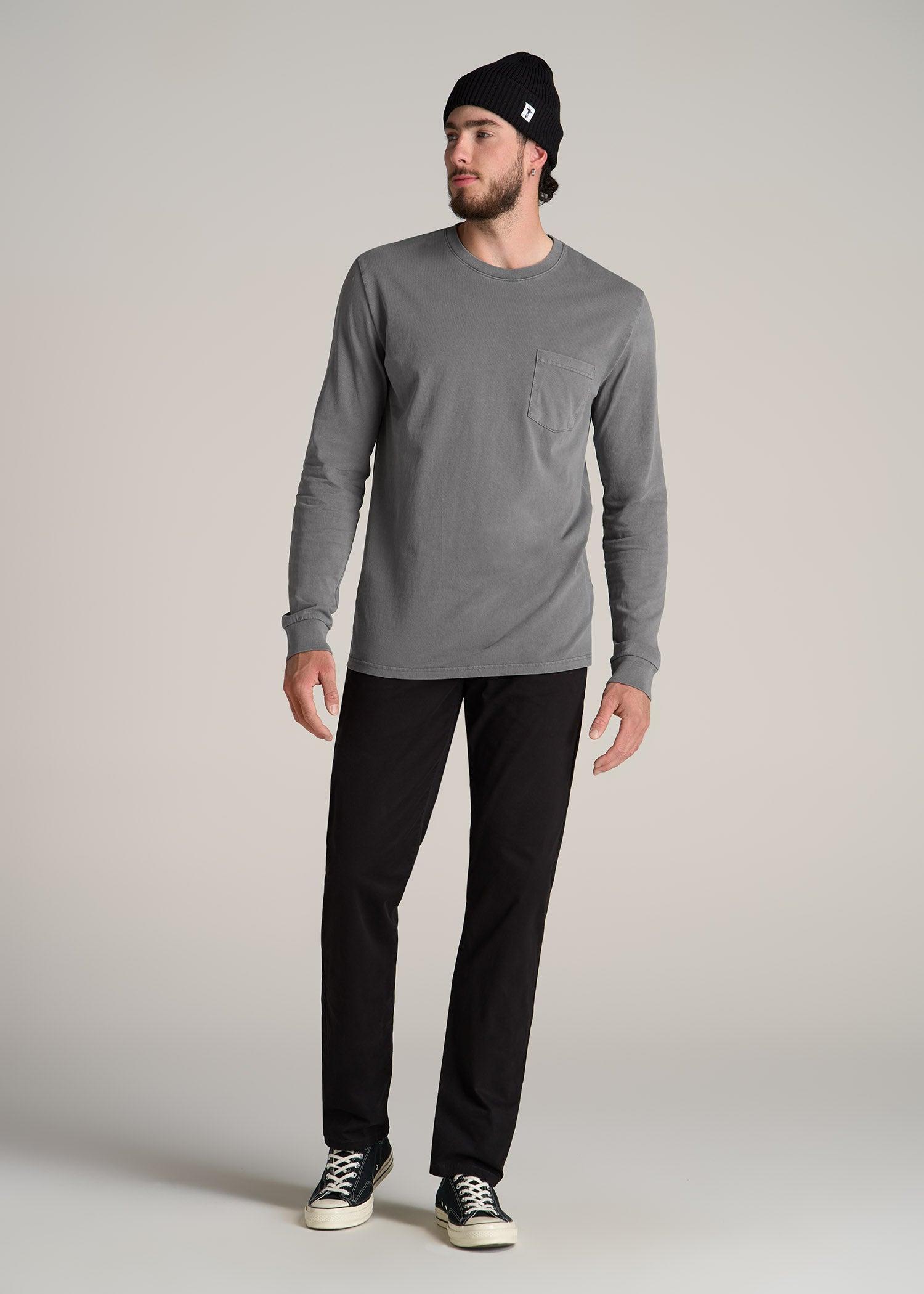 Garment Dyed Long Sleeve Pocket Tall Men's Tee in Slate Product Image