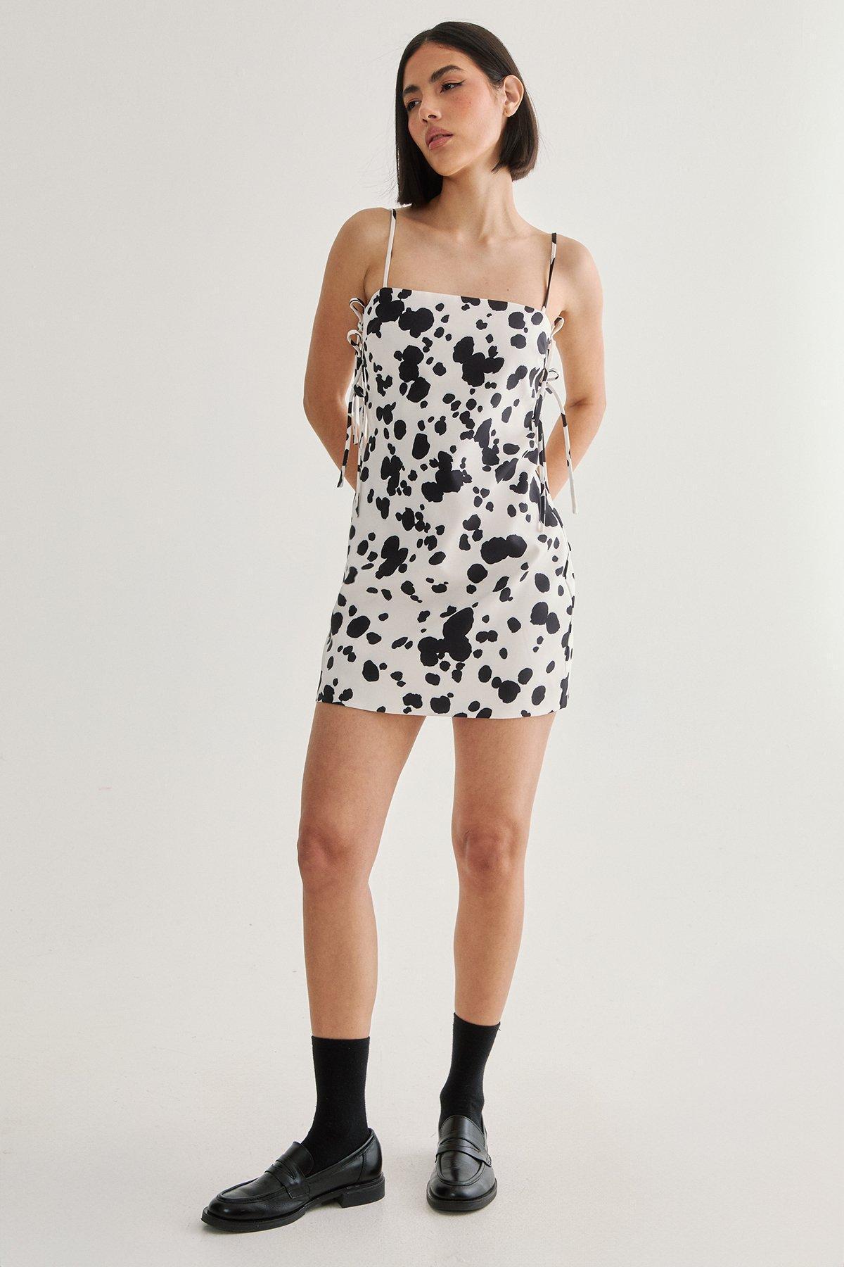 Spot Print Tailored Tie Side Dress Product Image