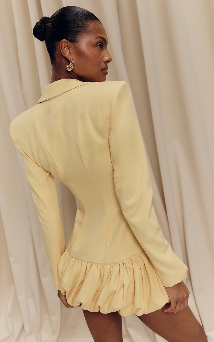 Lemon Plunge Puff Hem Blazer Dress Product Image