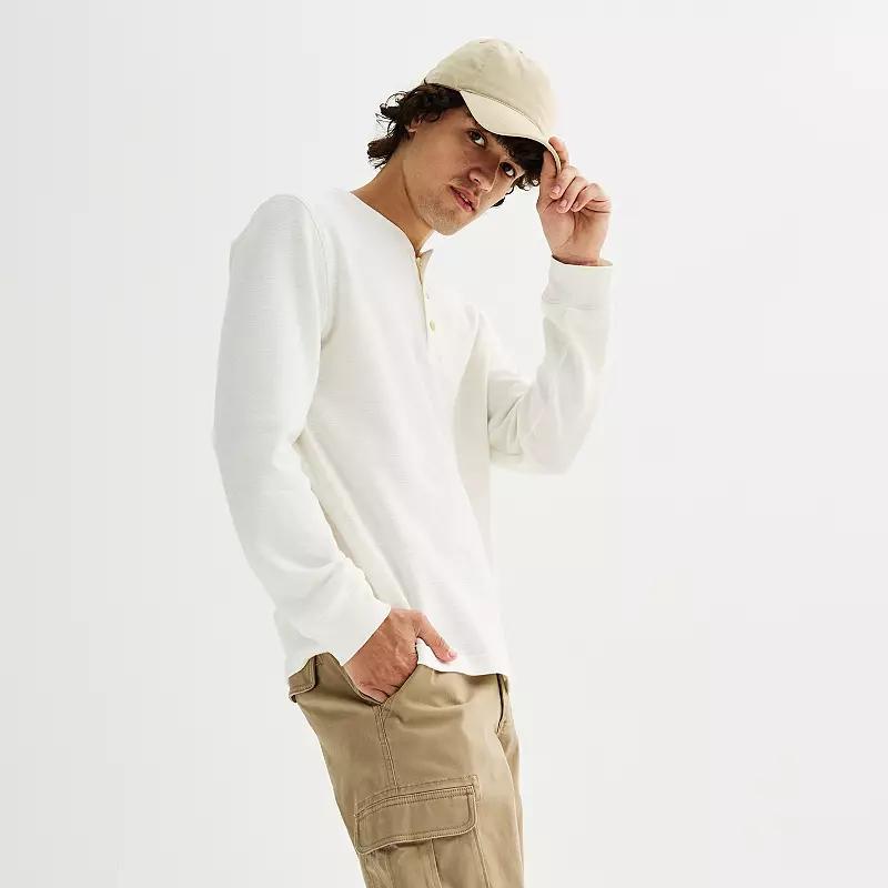 Men's Sonoma Goods For Life® Long Sleeve Textured Henley Tee, Size: XL, Brown Product Image