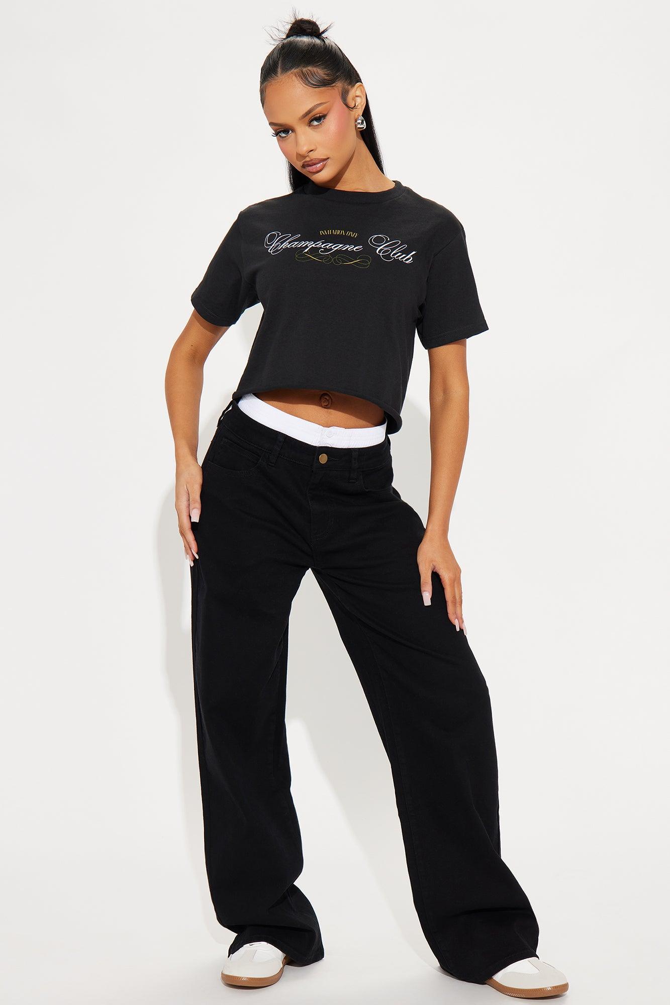 Champagne Club Cropped Tee - Black Product Image