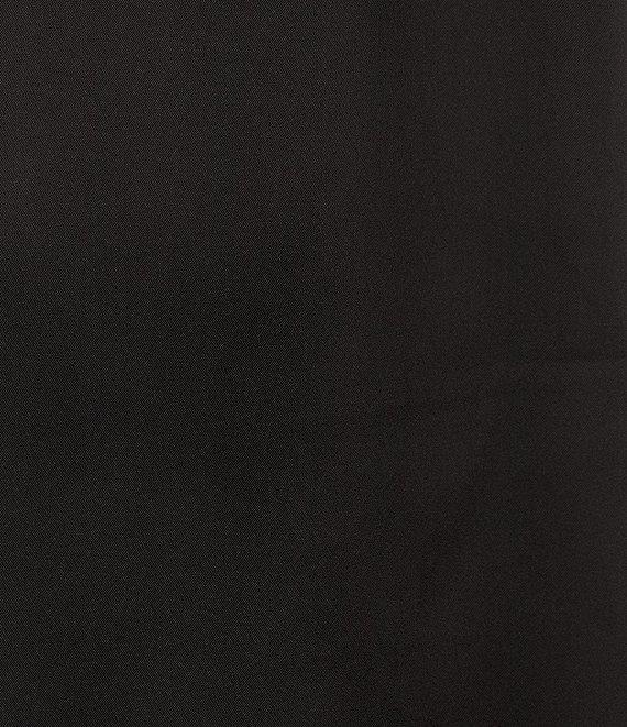 Le' AL.X Woven Satin Contrast Trim Crew Neck Dropped Short Sleeve Side Split Hem Hi-Low Blouse Product Image