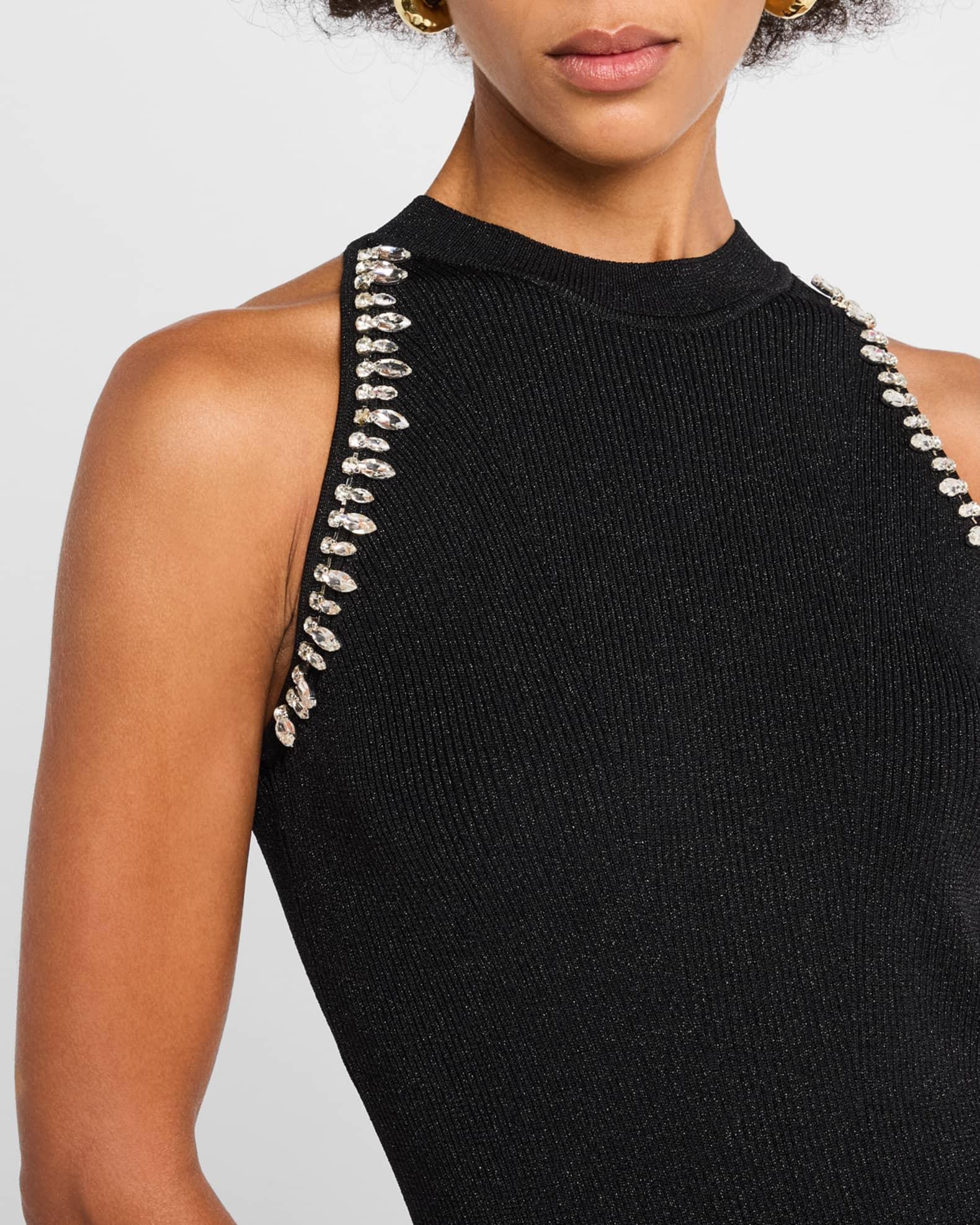 Izel Crystal Halter Ribbed Midi Dress Product Image