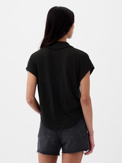 Linen-Blend Polo Shirt Product Image