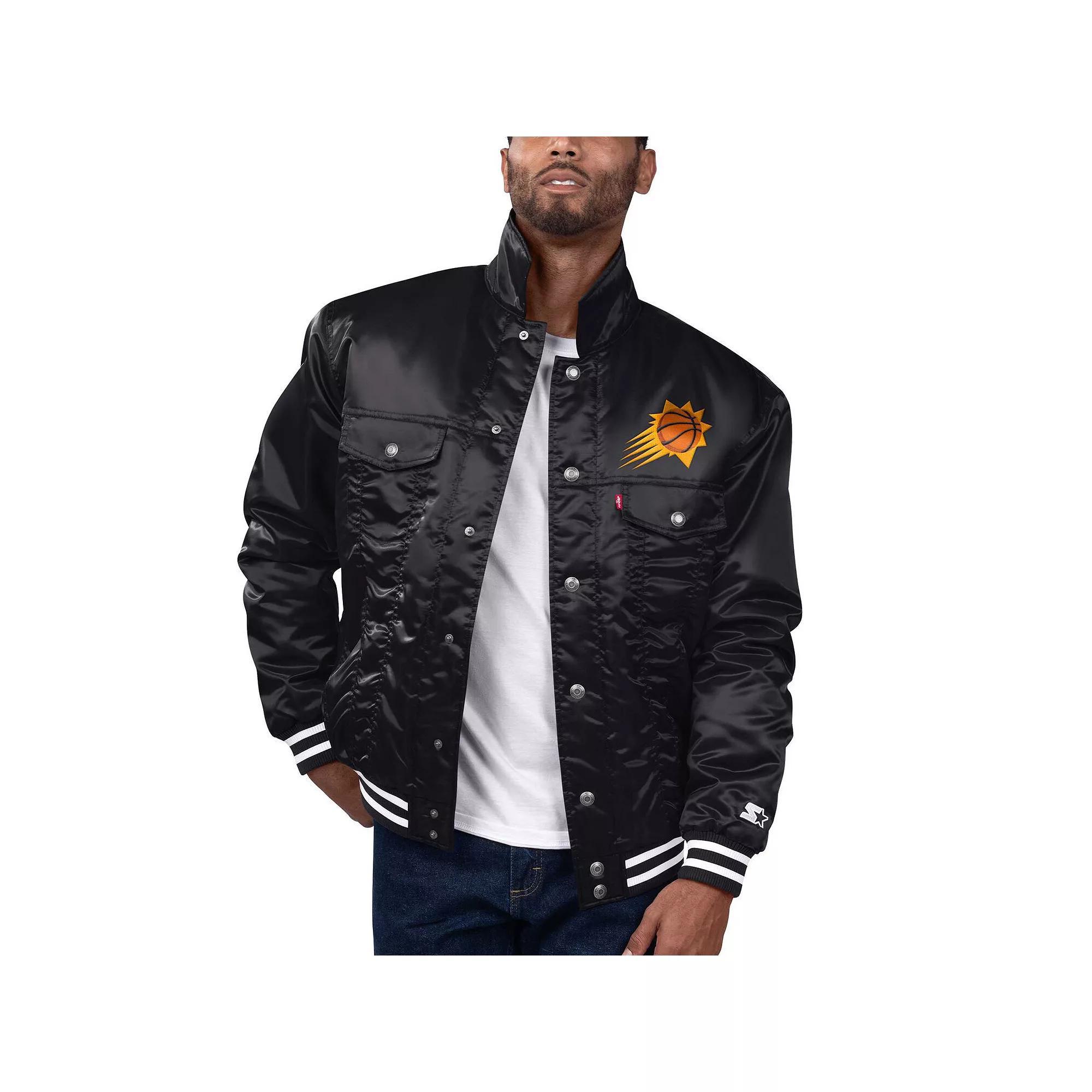 Mens Starter x Levis Purple Phoenix Suns Silver Label Trucker Satin Full-Snap Jacket Product Image