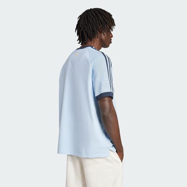 adidas Premium Knitted Tee Clear Sky XS Mens Product Image
