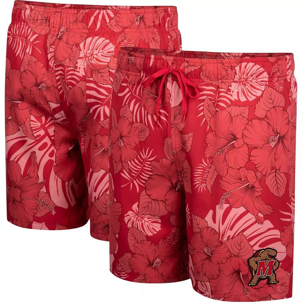 Men's Colosseum Red Maryland Terrapins The Dude Swim Shorts, Size: Small Product Image