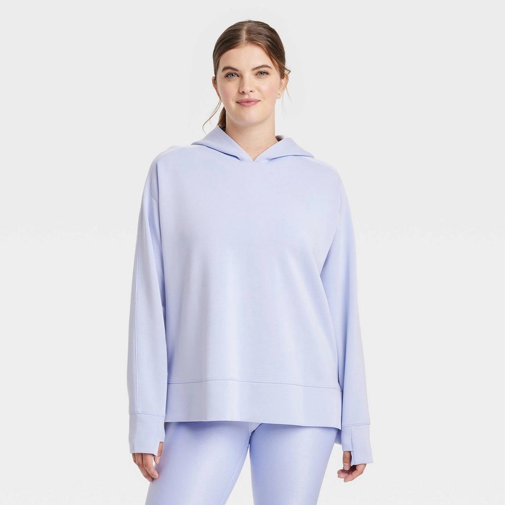 Womens Airy Sleek Legging Friendly Hooded Sweatshirt - All In Motion Periwinkle Blue Product Image