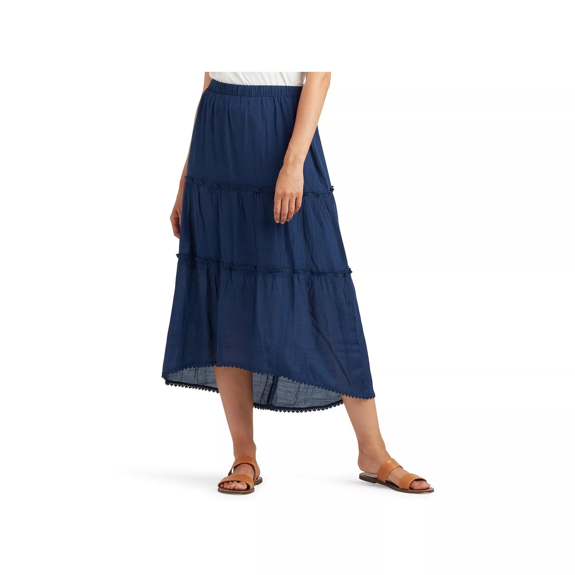 Petite AB Studio High-Low Pull-On Skirt, Women's, Size: Large Petite, Blue Product Image