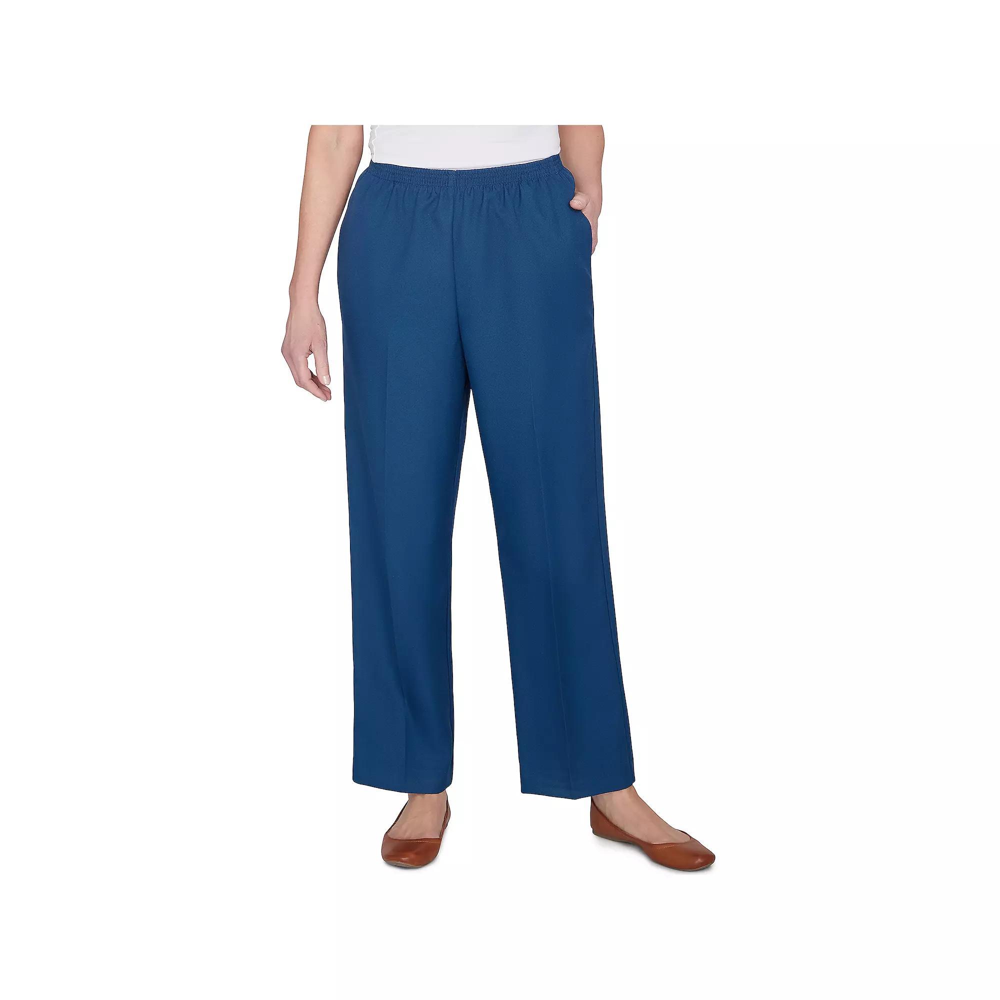 Women's Alfred Dunner Classic Full Elastic Short Mid Rise Pants, Size: 12 Short, Green Product Image