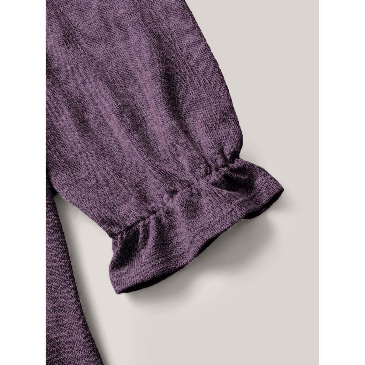 Plus Size Round Neck Heather Pleated T-shirt Eggplant Women Elegant Pleated Round Neck Loose Everyday T-shirts BloomChic 18-20/2X Product Image