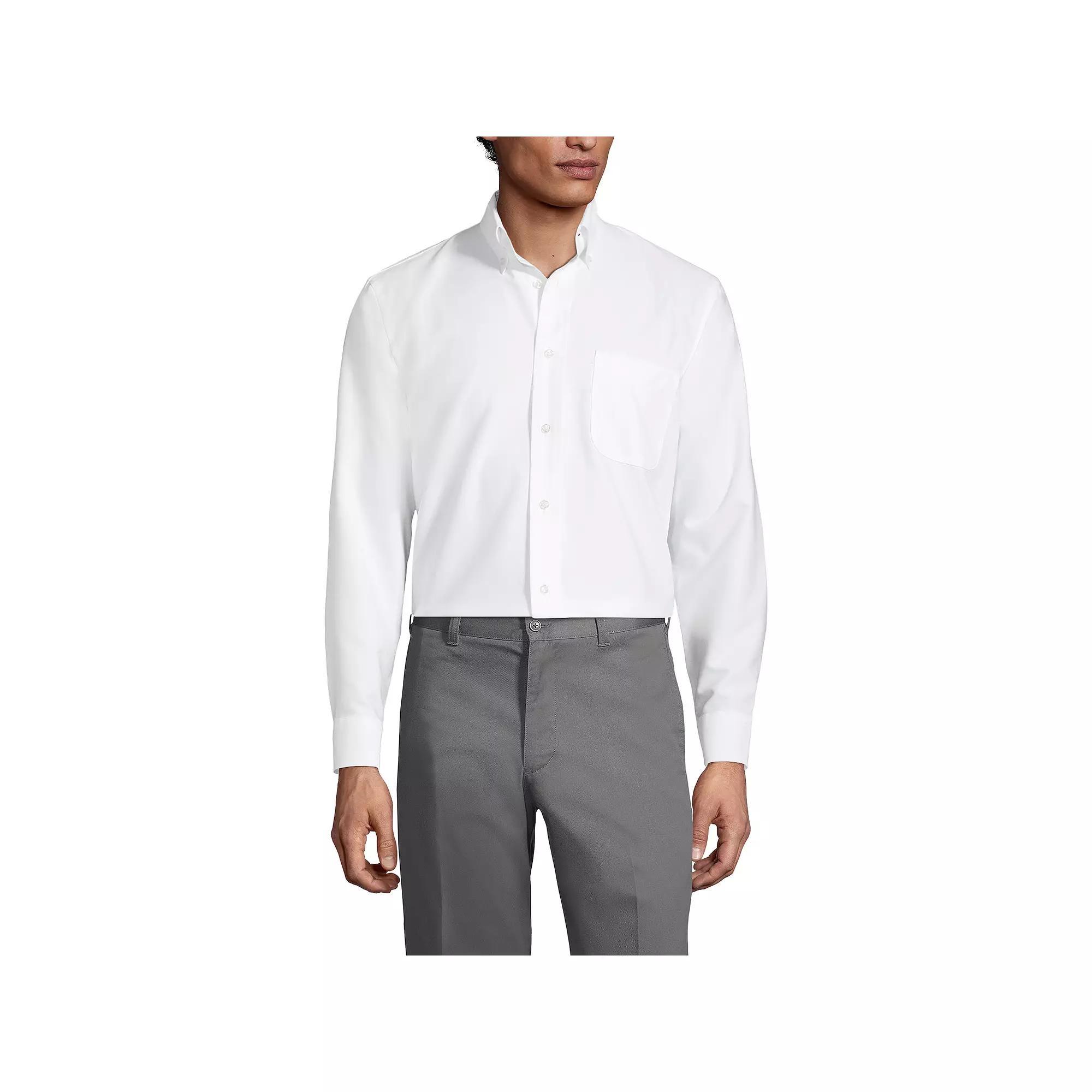 Men's Lands' End School Uniform Long Sleeve Solid Oxford Dress Shirt, Size: XXL, White Product Image