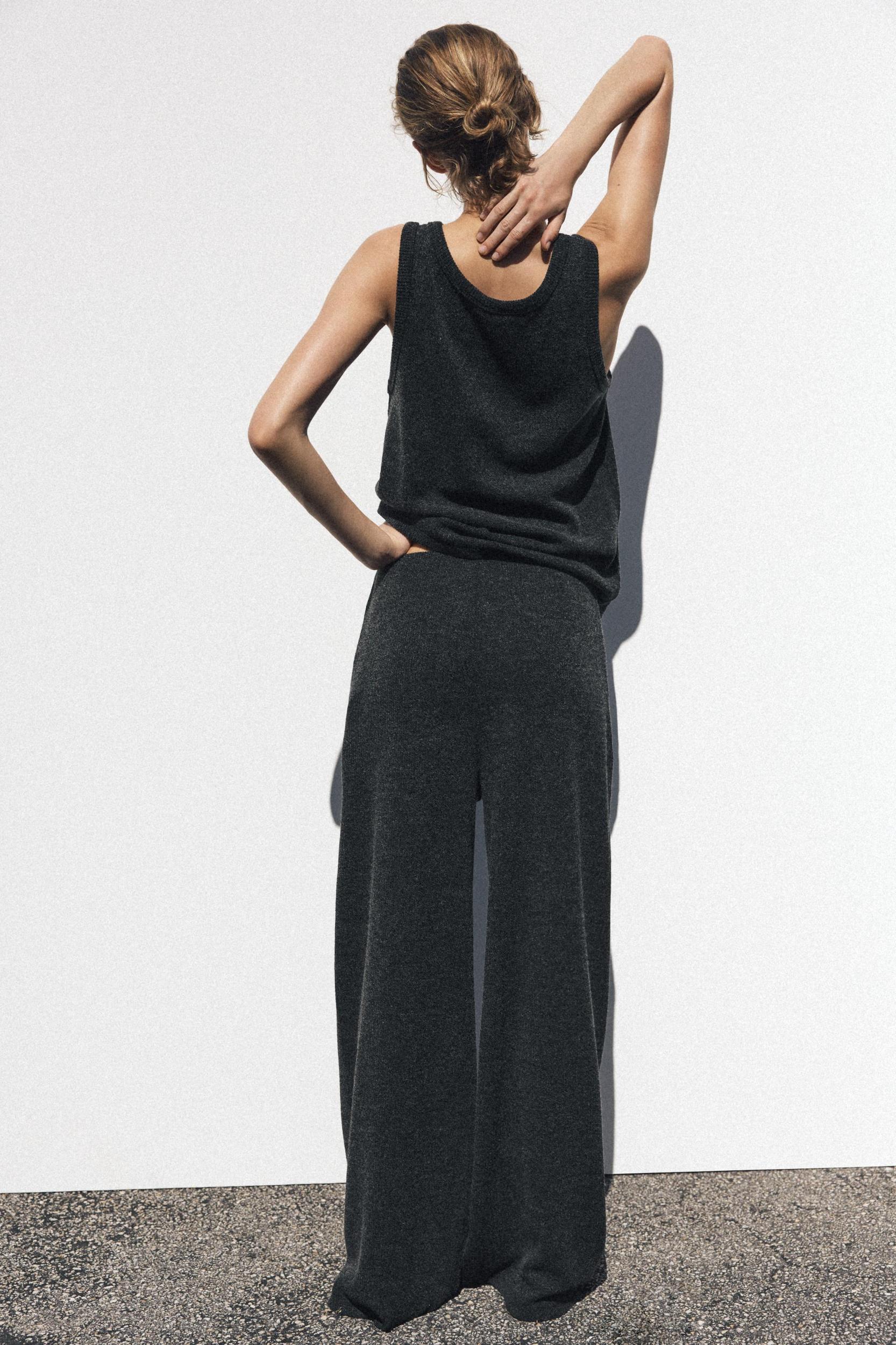 RIBBED WIDE LEG PANTS Product Image