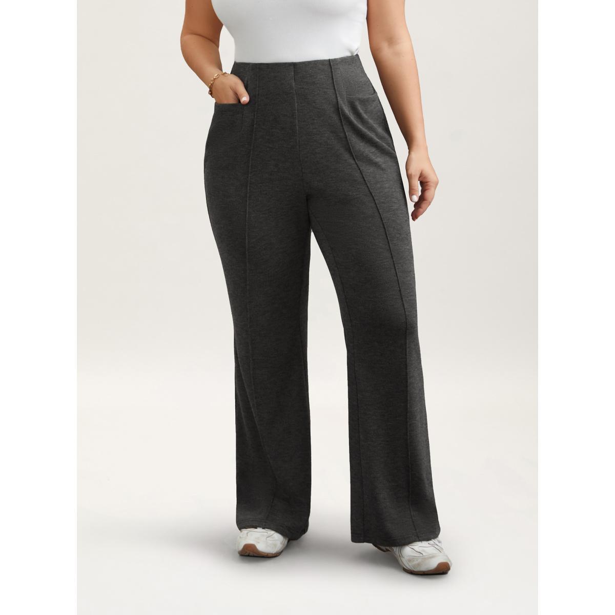 Plus Size Heather Midi-Rise Bootcut Pants Women DimGray Elegant Bootcut Mid Rise Everyday Pants BloomChic 18-20/2X Product Image