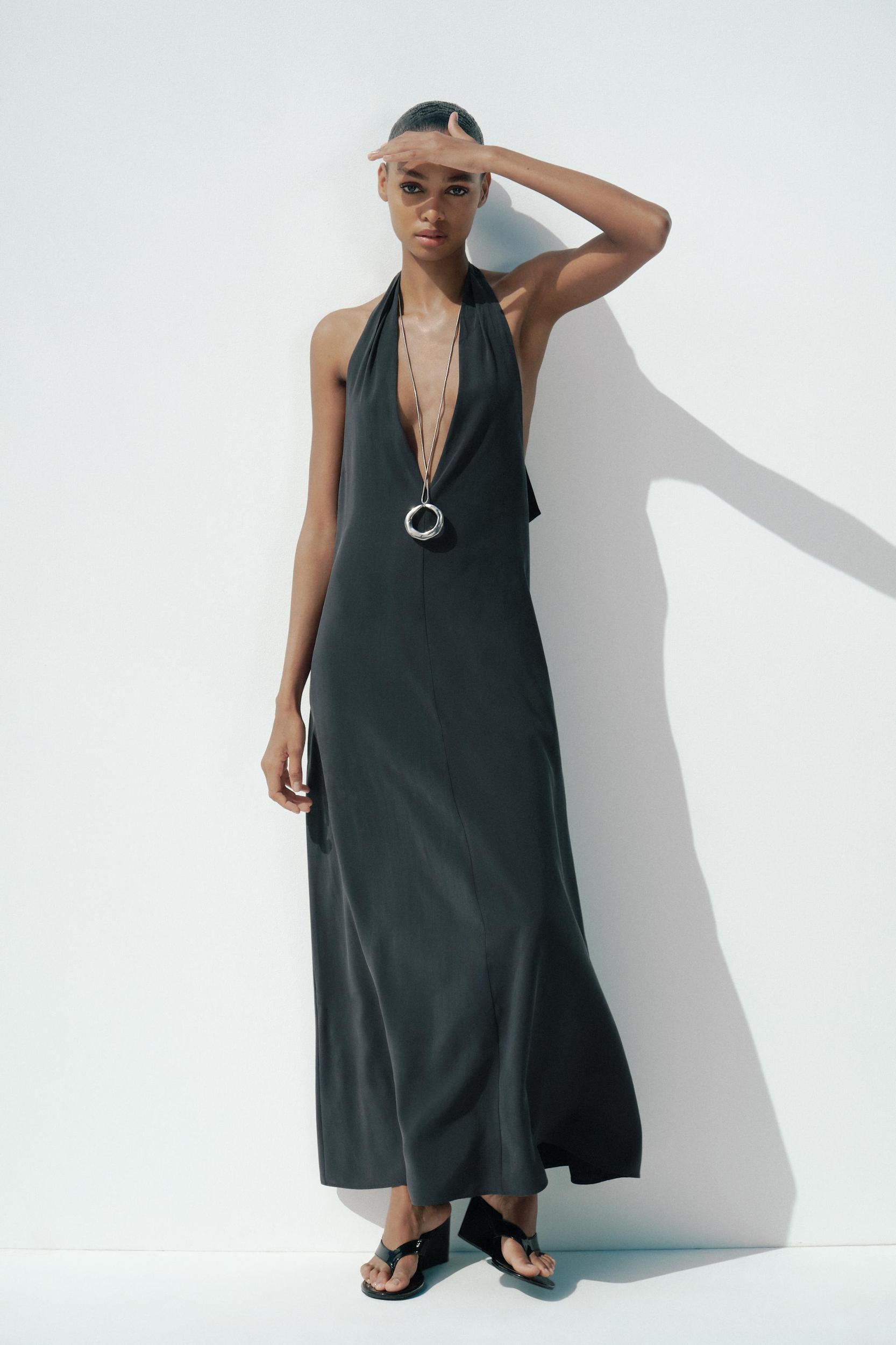 HALTER TIE MIDI DRESS Product Image