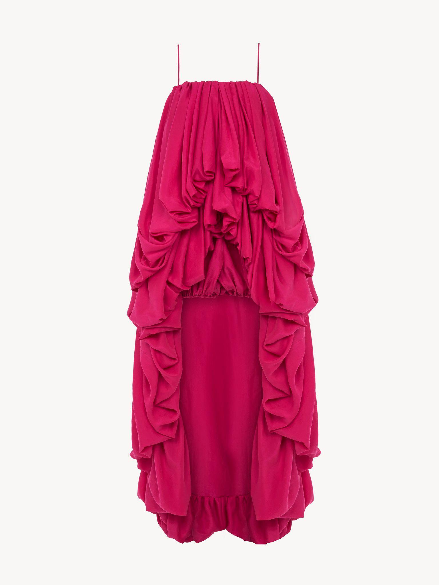 High-low sleeveless jumpsuit in washed silk pongé Product Image