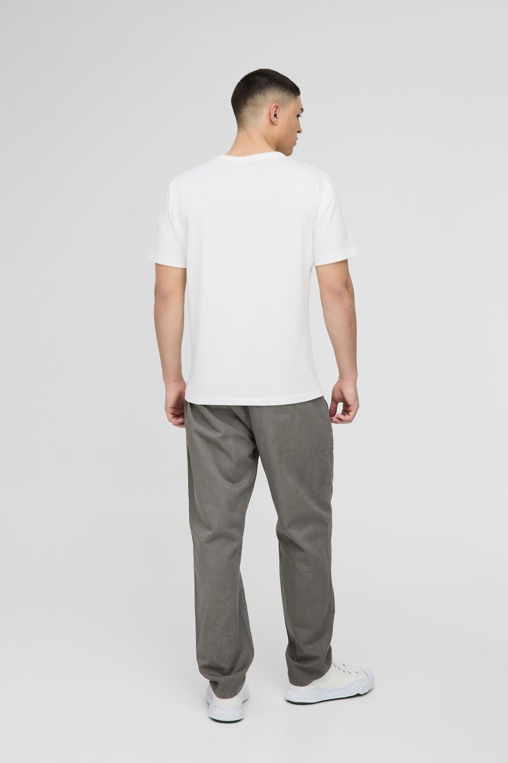 Fixed Waist Relaxed Cropped Pleated Chino Pants | boohooMAN USA Product Image