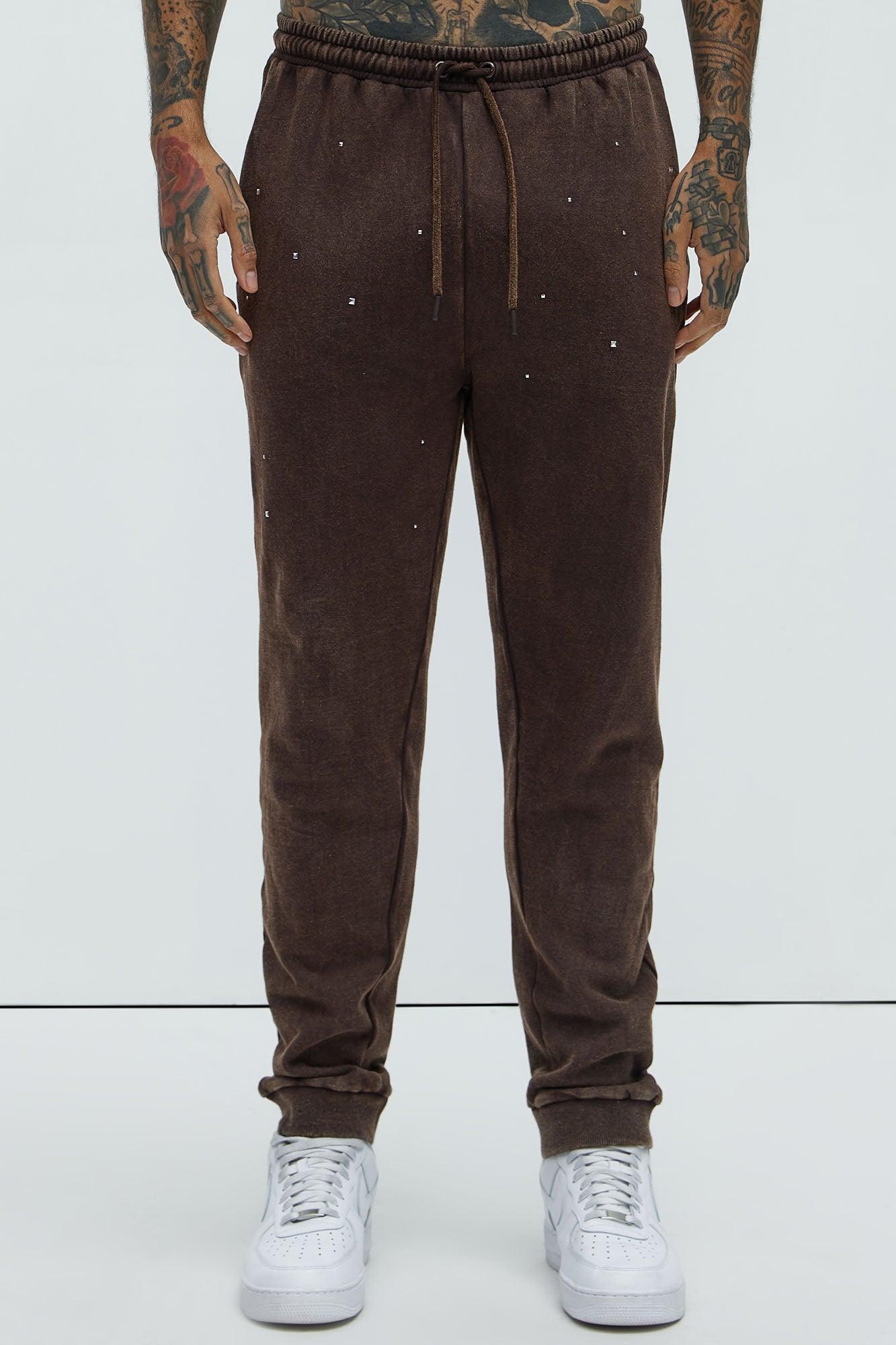 Star Studded Sweatpants - Brown Product Image