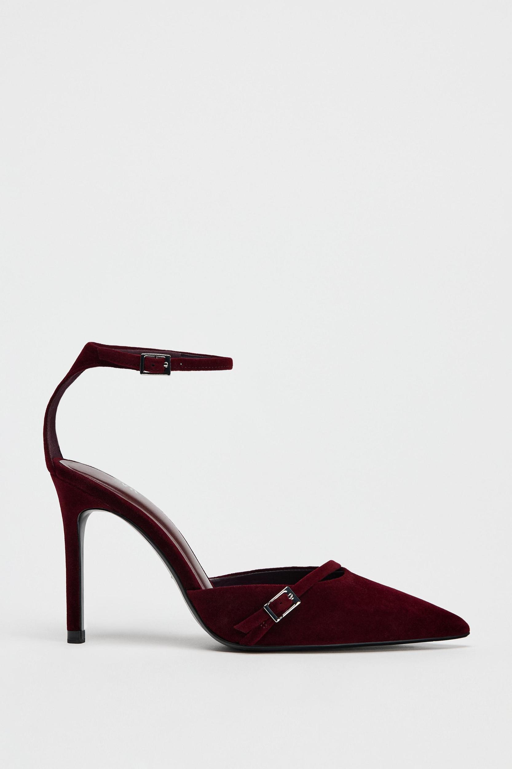 VELVET EFFECT THIN HEELED SHOES Product Image