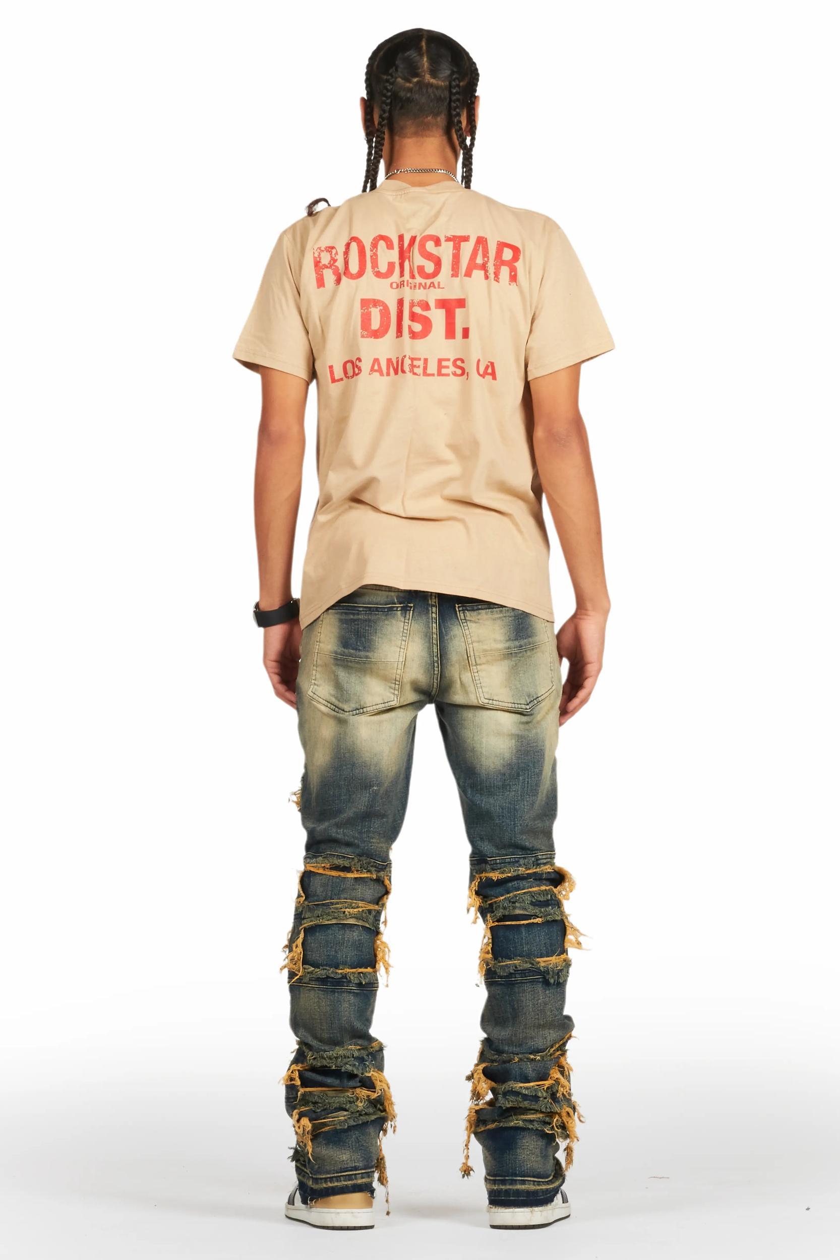 Vasco Tint Dark Wash Blue Stacked Flare Jean Male Product Image