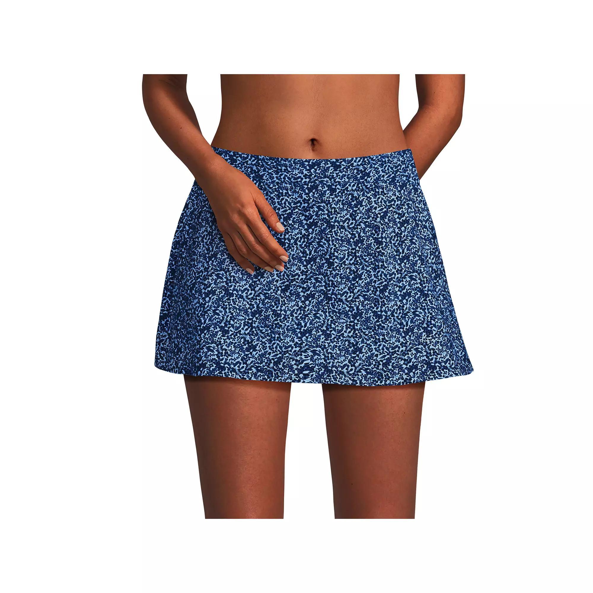 Women's Lands' End Chlorine Resistant Tummy Control Swim Skirt, Size: 2, Navy Blue Lilies Product Image