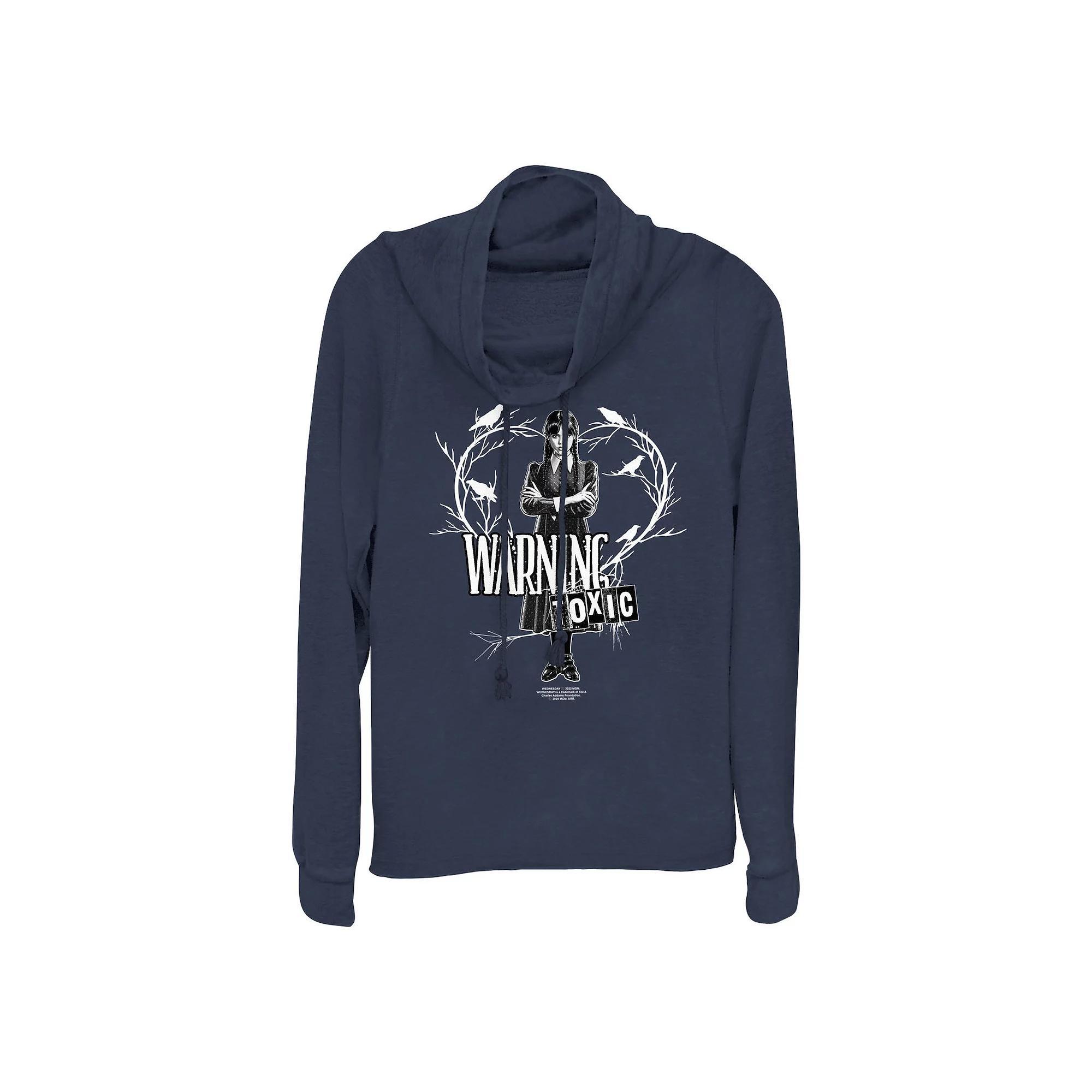 Plus Size Wednesday Warning Toxic Heart Cowlneck Graphic Lightweight Long Sleeve, Women's, Size: 3XL, Blue Product Image