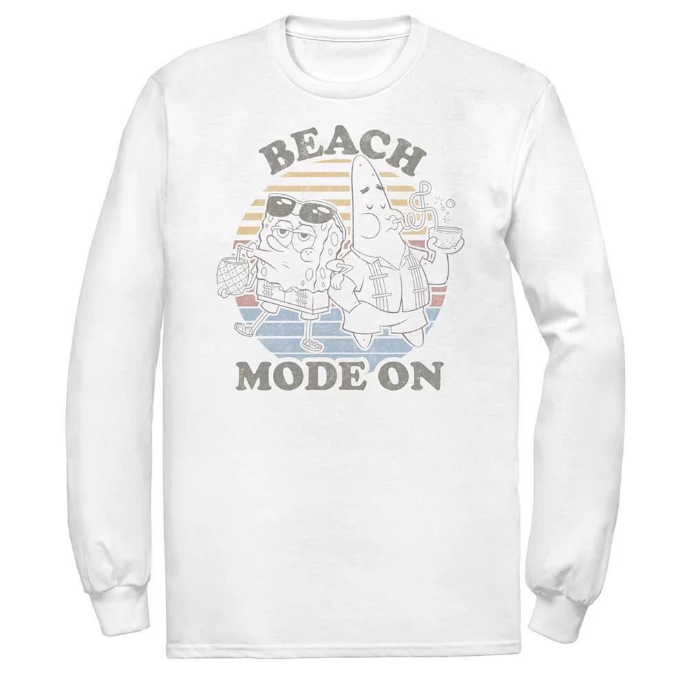 Mens Spongebob Squarepants Beach Mode On Faded Retro Long Sleeve Tee Product Image
