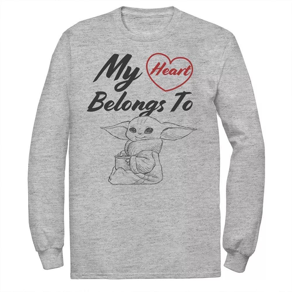 Men's Star Wars The Mandalorian The Child My Heart Belongs To Tee, Size: Medium, Athletic Grey Product Image