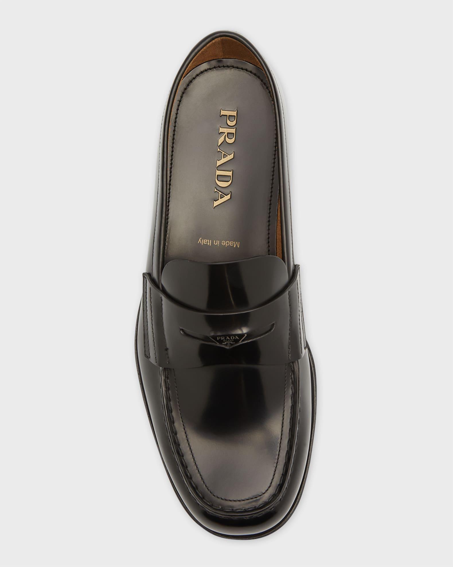 Men's Spazzolato Triangle Logo Penny Loafers Product Image