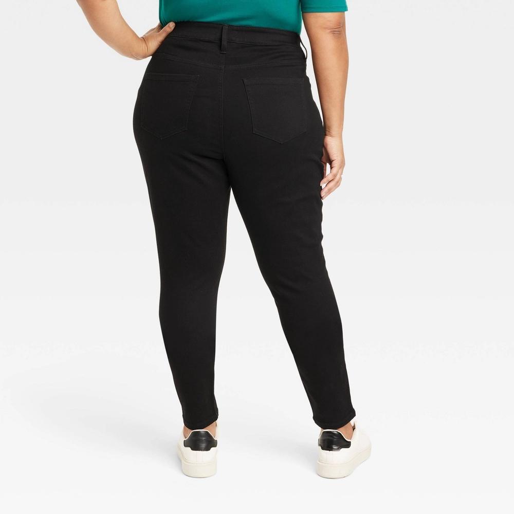Women's High-Rise Skinny Jeans - Ava & Viv™ Black 24: Plus Size, Heavyweight Fabric, Stretch, Belt Loops, 30" Inseam Product Image