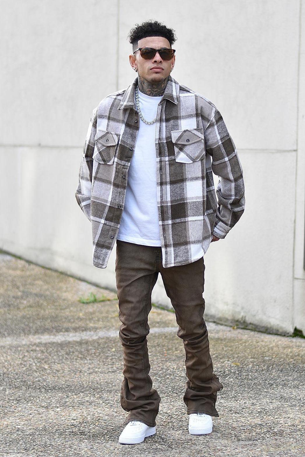 Wanted Plaid Shacket - Brown Product Image