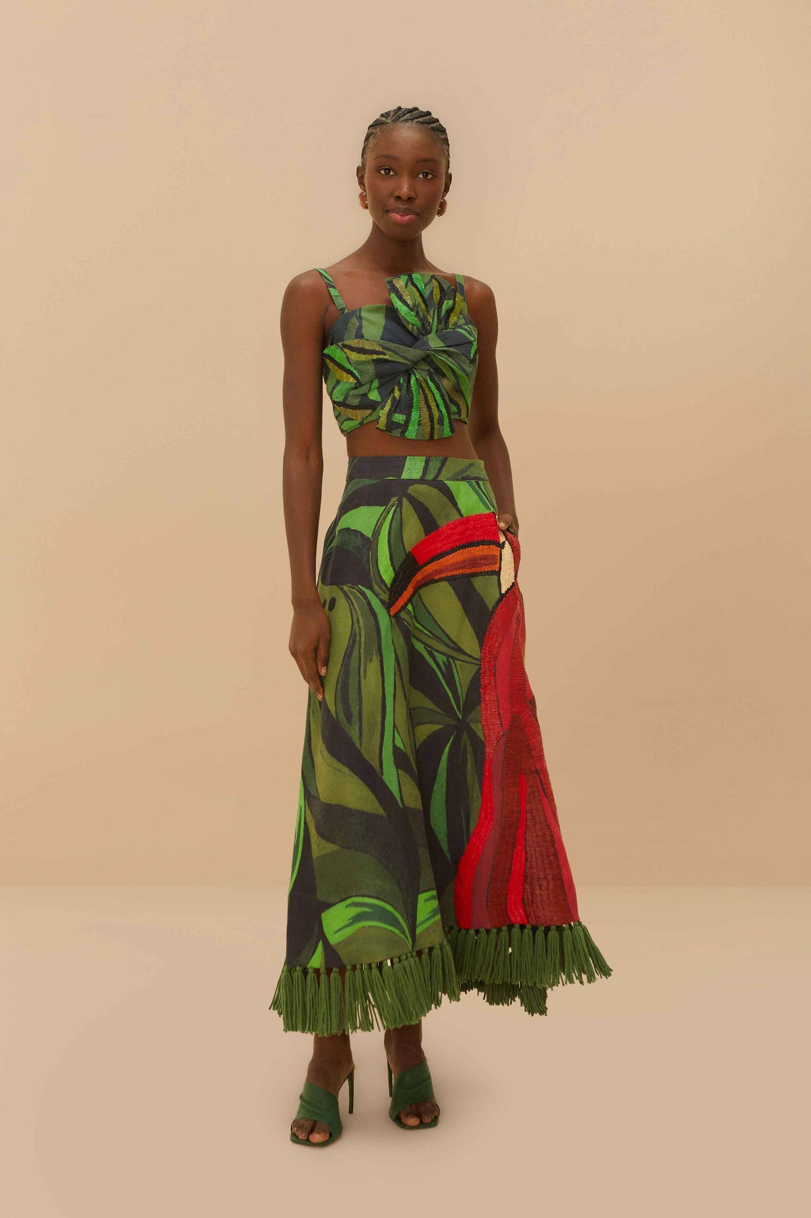 Black Coconut Tree Flow Crop Top Product Image