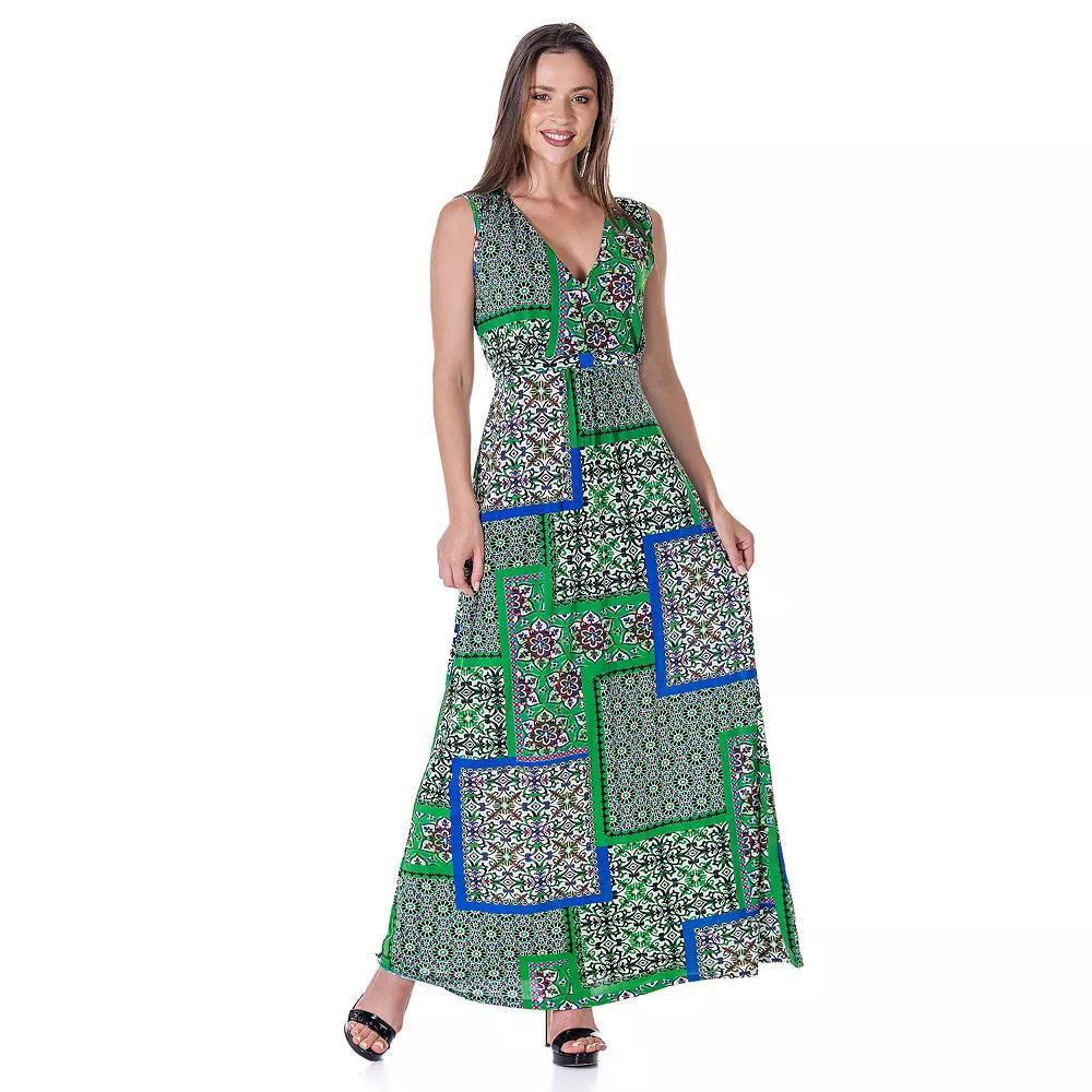 Womens 24Seven Comfort Apparel V Neck Tie Back Empire Waist Sleeveless Maxi Dress Product Image