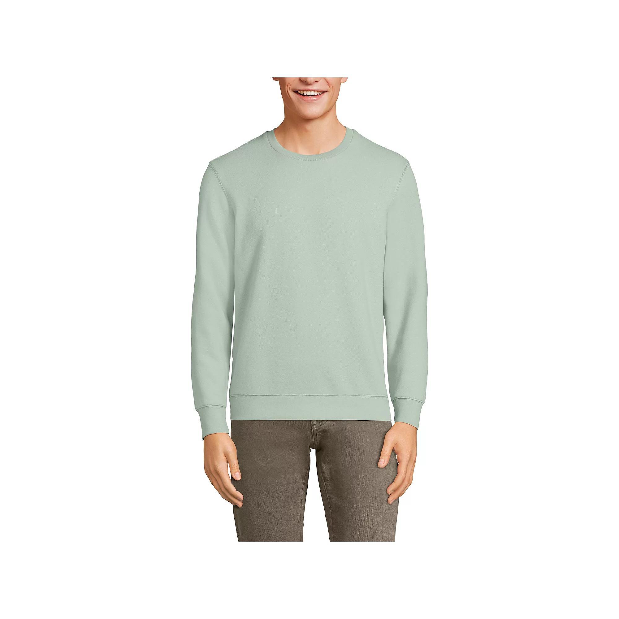 Big & Tall Lands' End Long Sleeve Serious Sweats Crewneck Sweatshirt, Men's, Size: XXL Tall, Washed Green Product Image