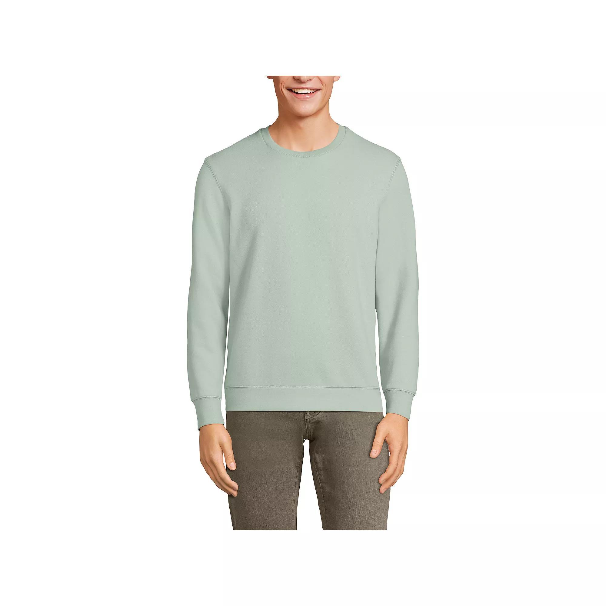 Big & Tall Lands' End Long Sleeve Serious Sweats Crewneck Sweatshirt, Men's, Size: XXL Tall, Washed Green Product Image