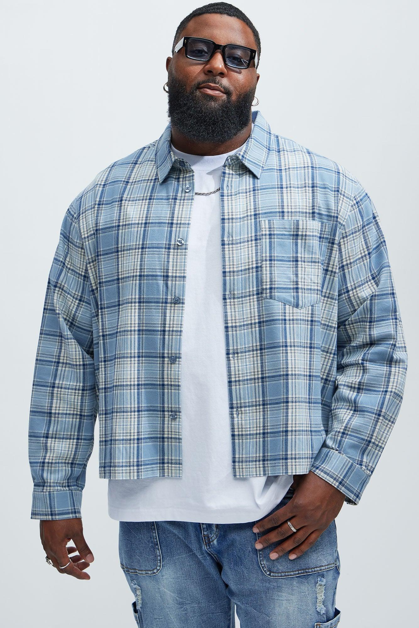 Delano Cropped Plaid Shirt - Blue/combo Product Image