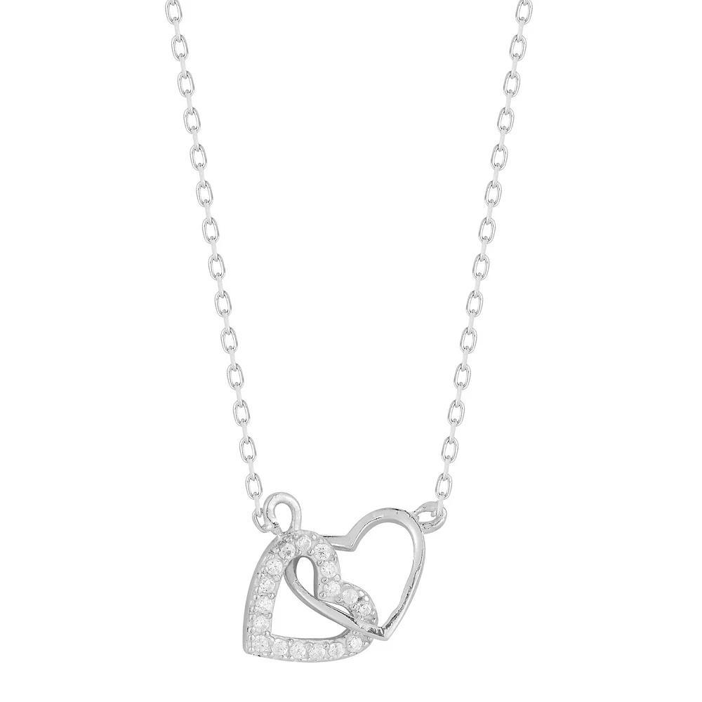 Sunkissed Sterling Sterling Silver Cubic Zirconia Linked Hearts Necklace, Women's, Size: 18", Gold Tone Product Image