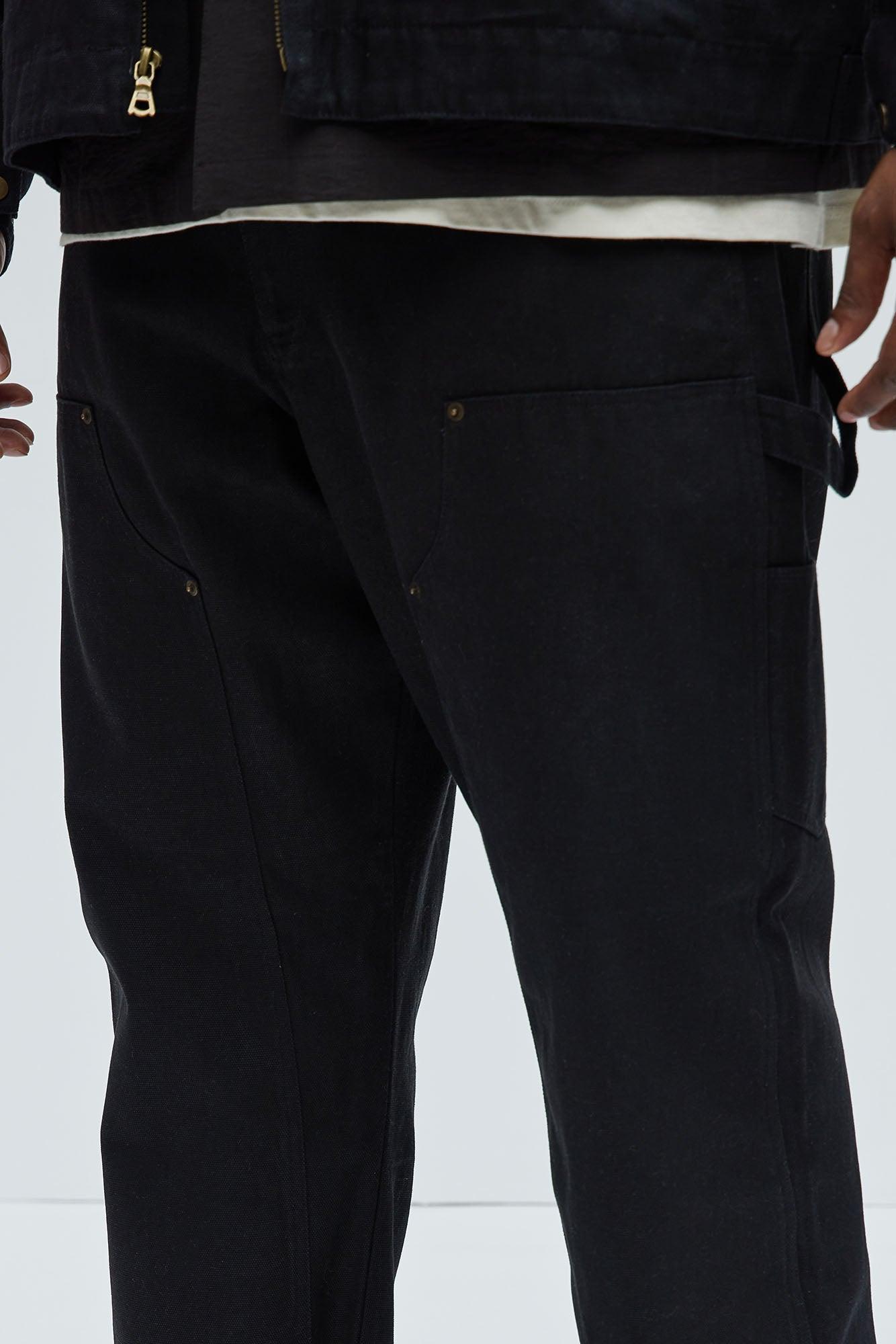 Alexander Double Knee Straight Utility Canvas Pants - Black Product Image
