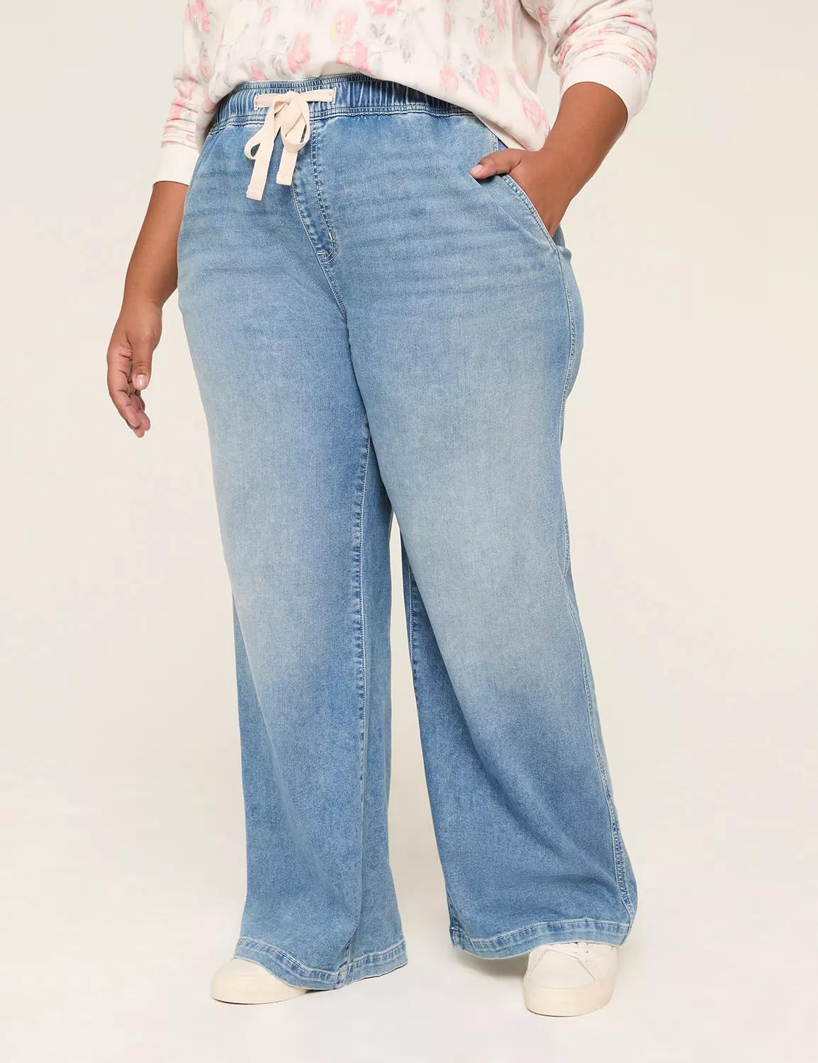 Pull-On Fit High-Rise Wide Leg Palazzo Jean Product Image