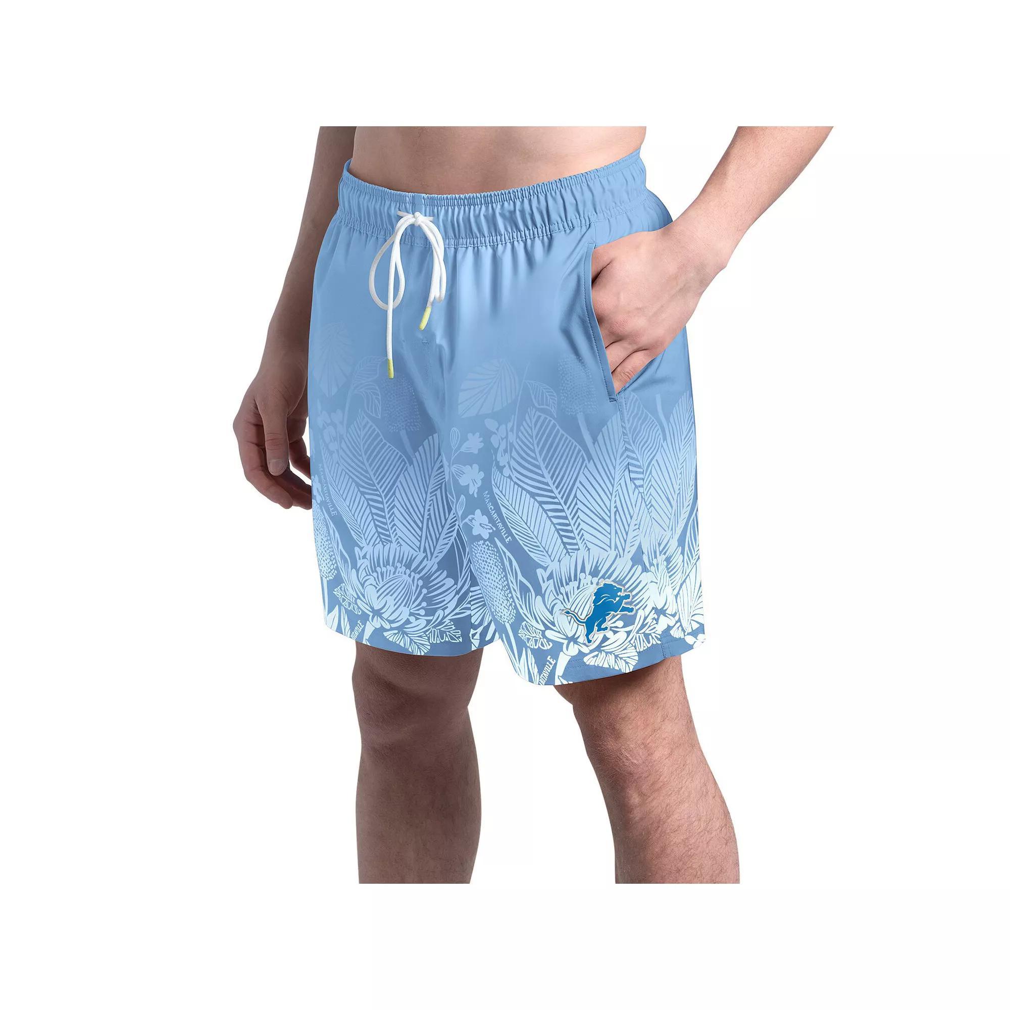 Men's Margaritaville  Light Blue Detroit Lions Lagoon Fiesta Swim Shorts, Size: 2XL Product Image