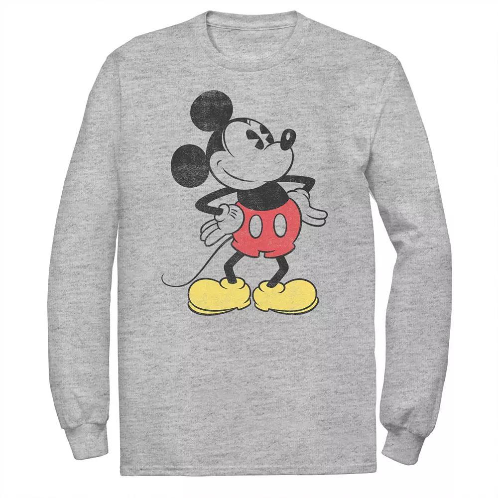 Disney's Mickey Mouse Big & Tall Hands On The Hip Pose Long Sleeve, Men's, Size: 3XL Tall, Athletic Grey Product Image