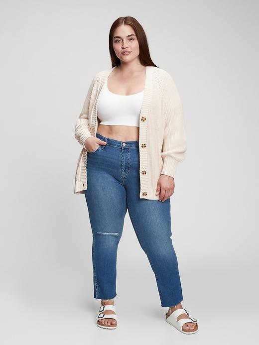 Boyfriend Shaker-Stitch Cardigan Product Image