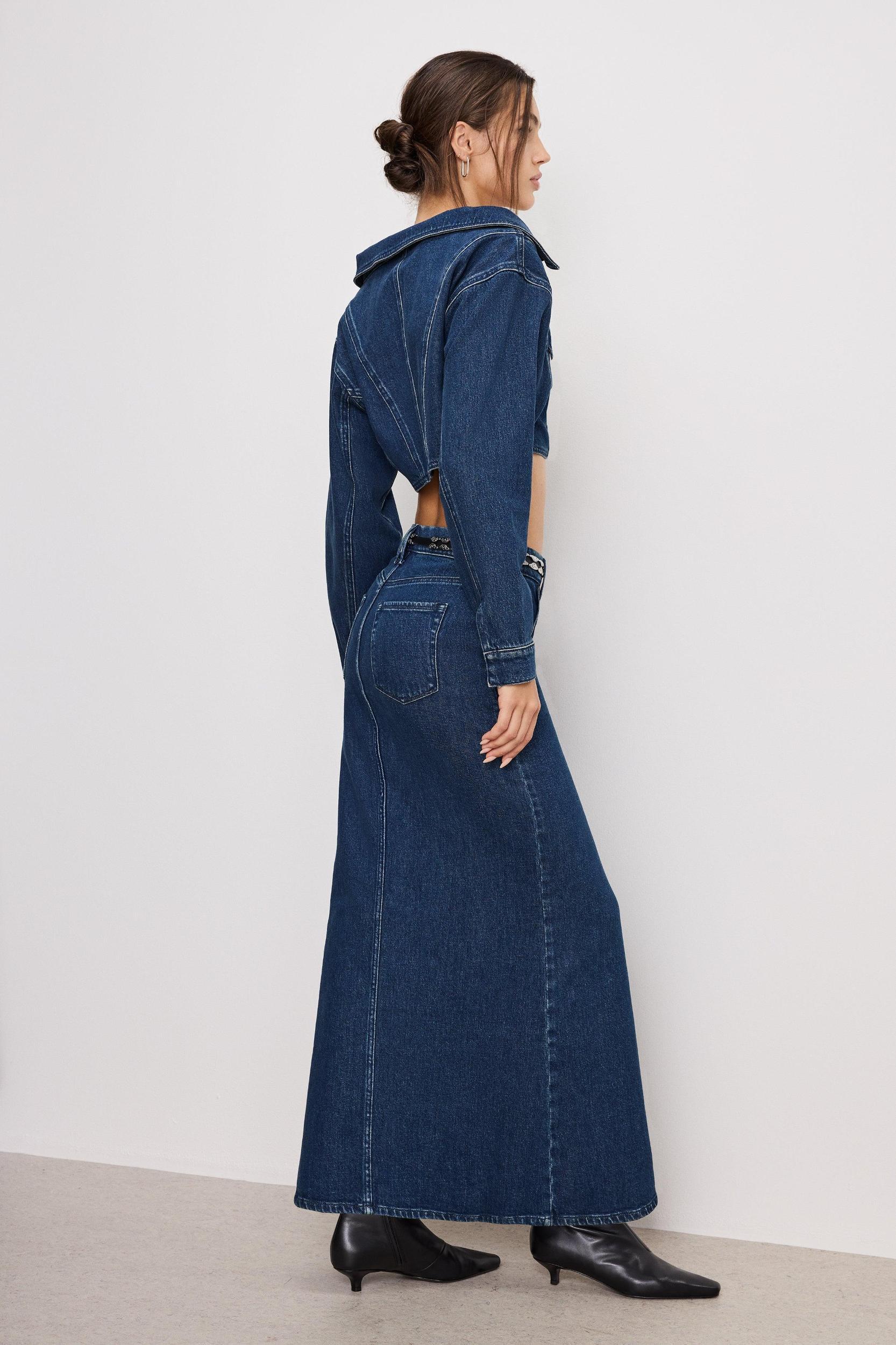 DENIM MAXI SKIRT | INDIGO724 Product Image