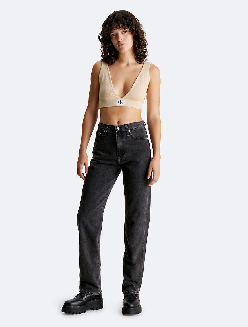 Ribbed Plunge Neck Sweater Bralette Product Image