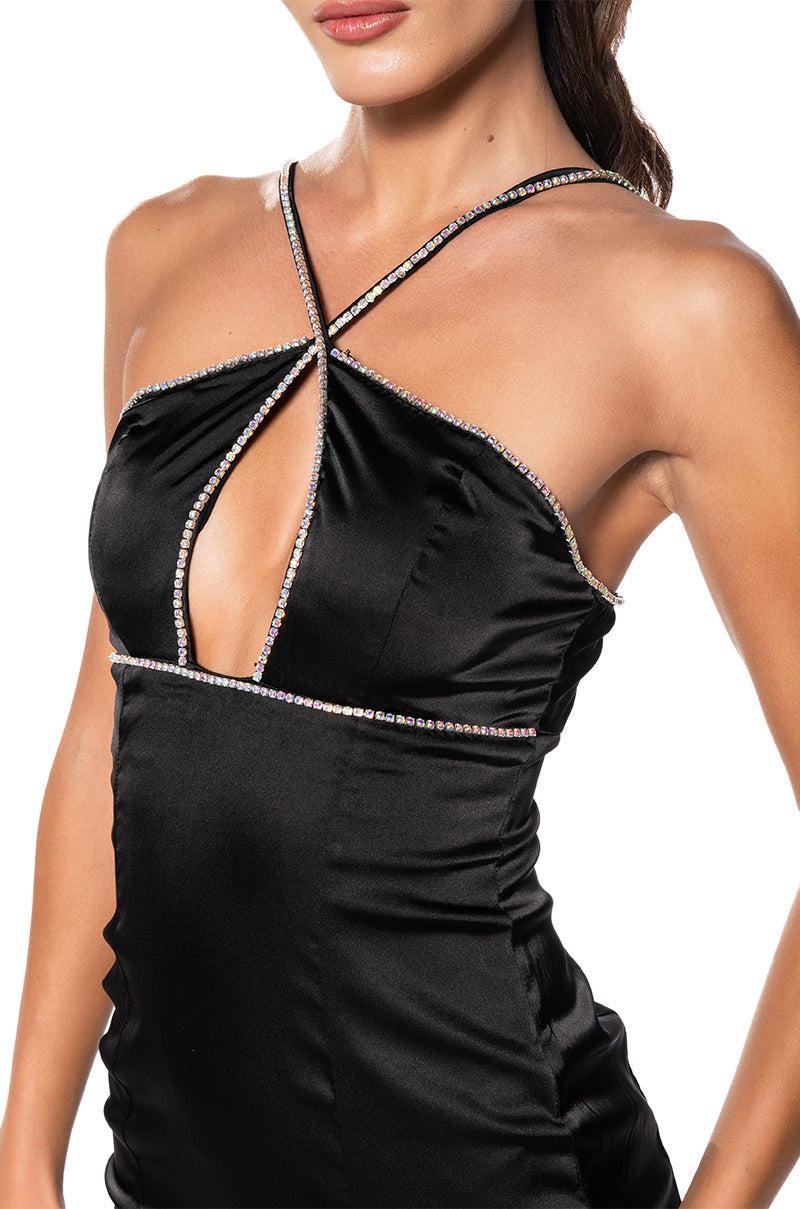 LIFE OF THE PARTY CUT OUT SATIN MINI DRESS Product Image