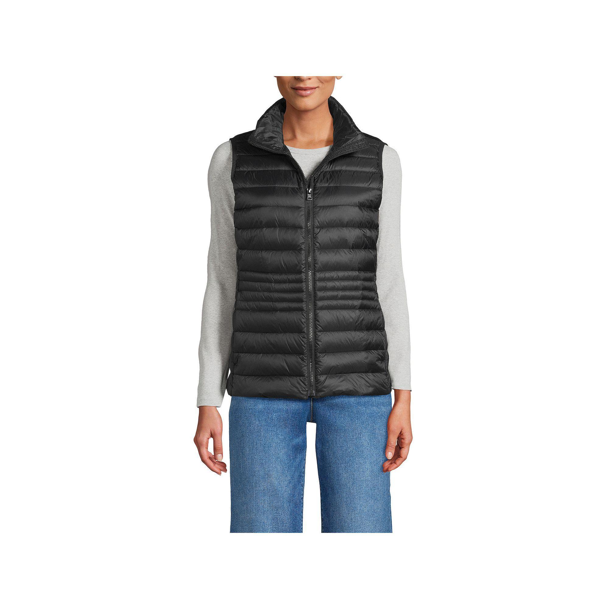 Women's Tall Lands' End Wanderweight Down Packable Puffer Vest, Size: Large Tall, Black Product Image