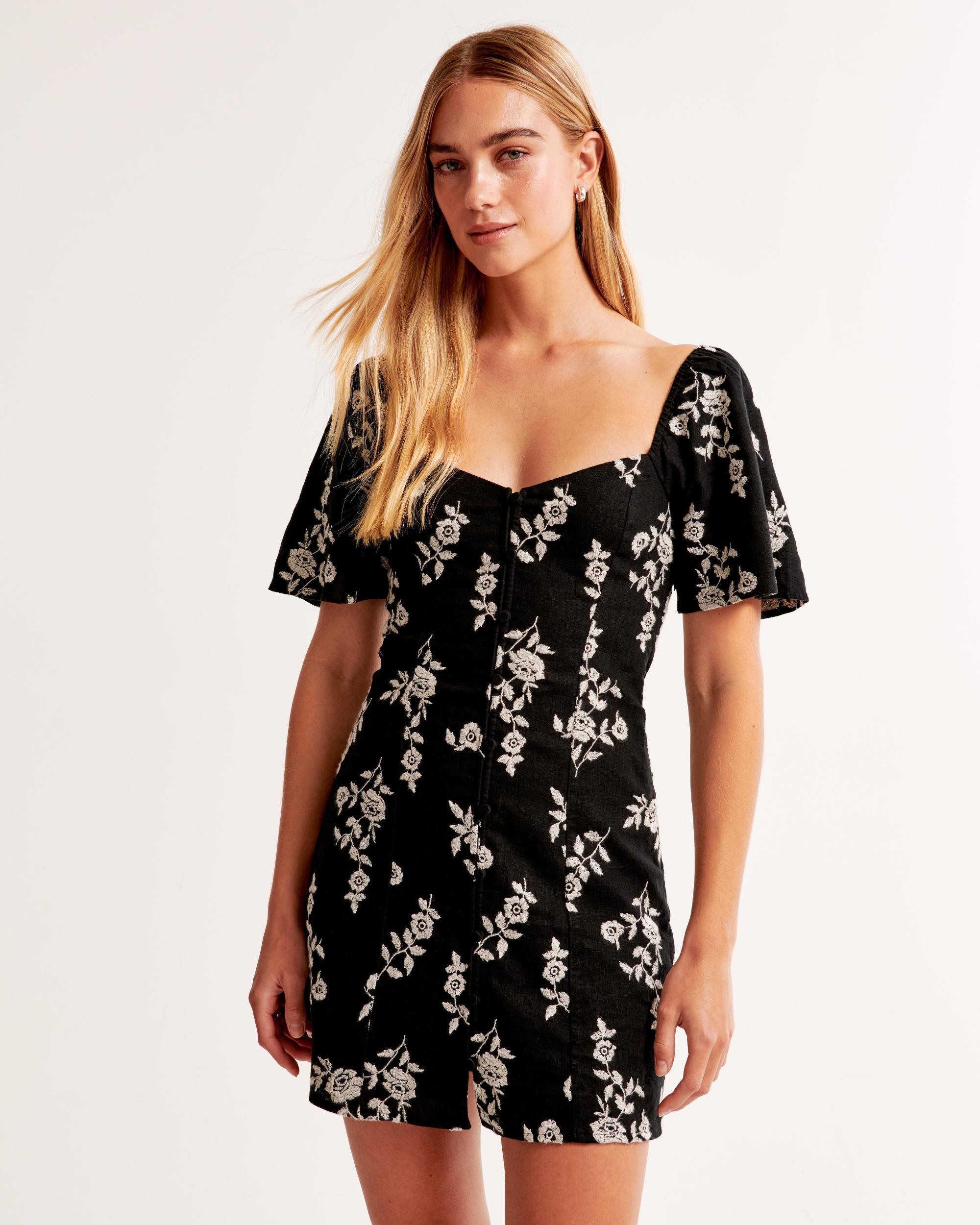 Linen-Blend Button-Through Mini Dress Product Image
