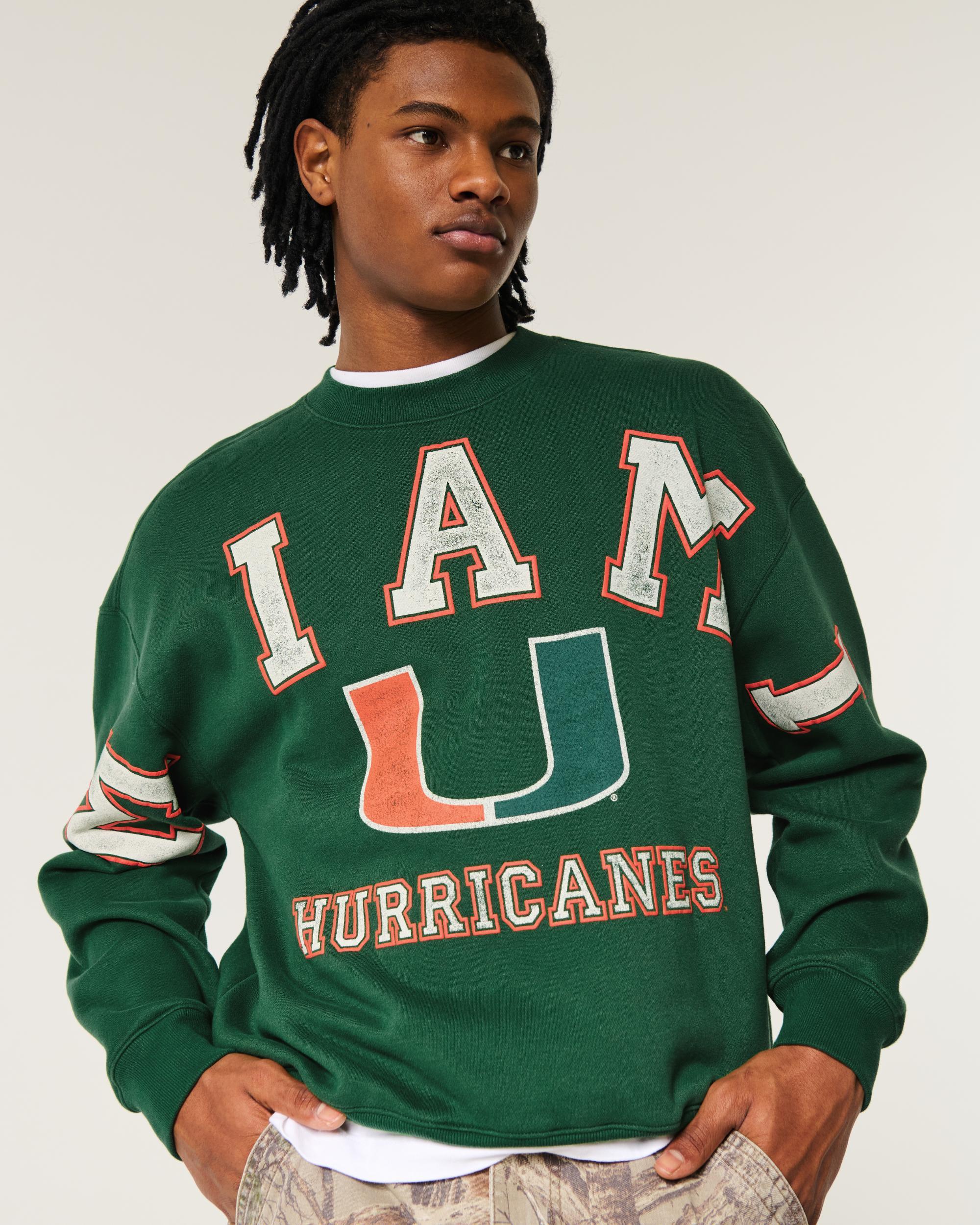 Boxy University of Miami Hurricanes Graphic Crew Sweatshirt Product Image